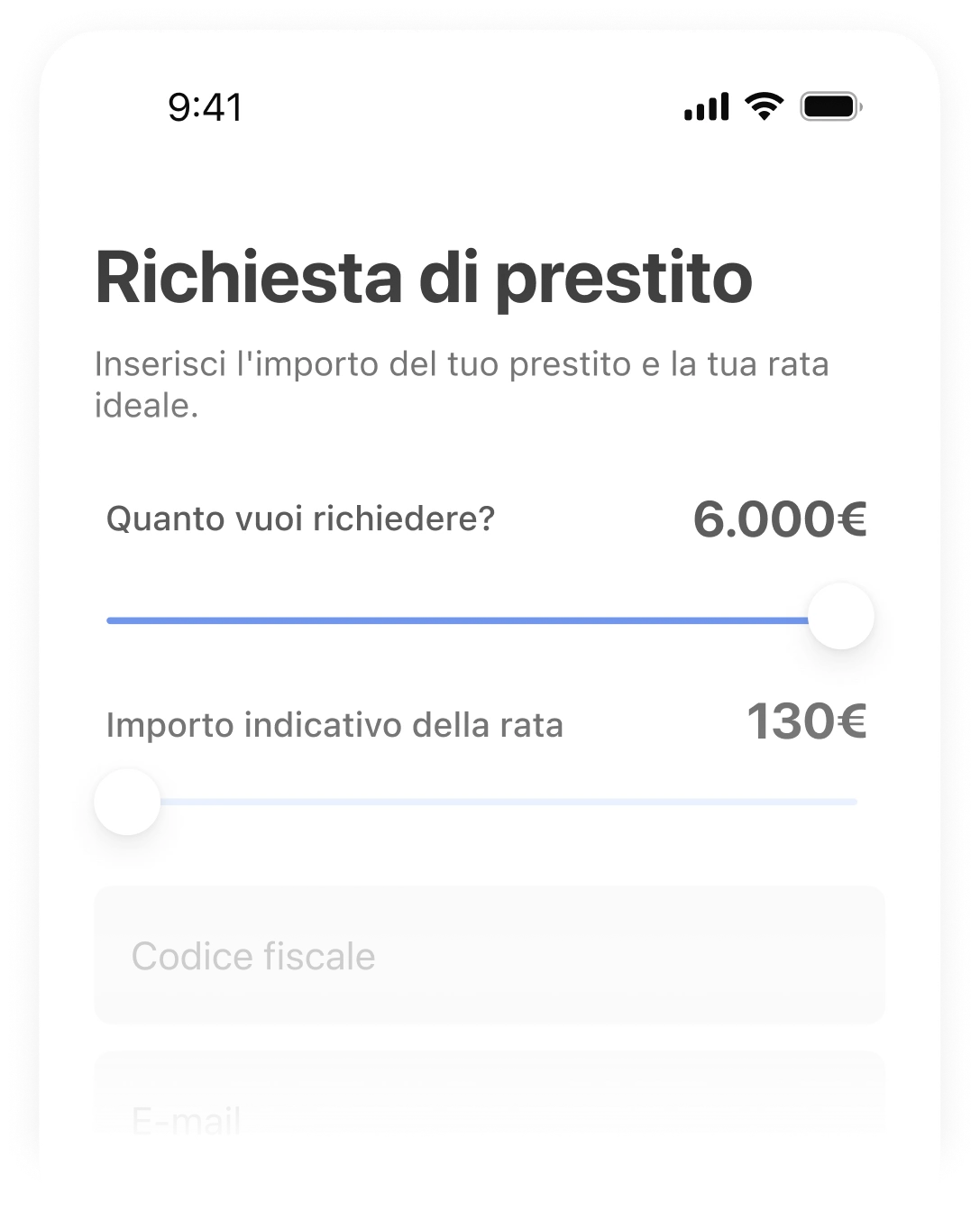 Passo 1: scegli l'importo in app